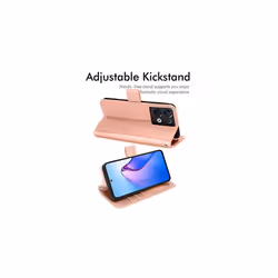 TECHGEAR Leather Wallet Case for Oppo Reno 8 5G, Flip Protective Cover with Wallet Card Holder, Stand & Wrist Strap - PU Leather with Magn - Rose Gold