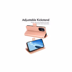 TECHGEAR PU Leather Wallet Case for Oppo Reno 8 Lite 5G, Flip Protective Case Cover with Wallet Card Holder, Stand & Wrist Strap, Magnetic - Rose Gold