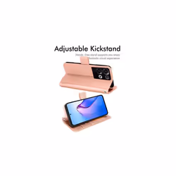 TECHGEAR PU Leather Wallet Case for Oppo Reno 8 Pro 5G, Flip Protective Case Cover with Wallet Card Holder, Stand & Wrist Strap, Magnetic - Rose Gold