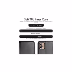 TECHGEAR Motorola G32 Leather Wallet Case, Flip Protective Case with Wallet Card Holder, Stand & Wrist Strap, Black PU Leather with Magnetic C - Black