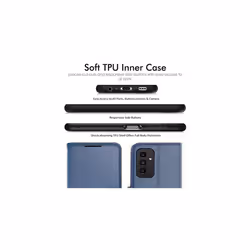 Samsung Galaxy A04s / A13 5G PU Leather Wallet Case, Flip Protective Case Cover with Wallet Card Holder, Stand and Wrist Strap with Magnetic Cl - Blue