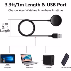 2x TECHGEAR Replacement USB Charging Cable Lead Dock for Samsung Galaxy Watch 3, 4 / 4 Classic, Watch5 / 5 pro, Active, Active2 Smart Charger Dock