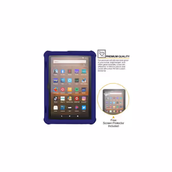 Bumper Case for Amazon Fire HD 8" / HD 8 Plus 12th Generation / 2022, Shockproof Soft Silicone Easy Grip Kids & School Case with Screen Protect - Navy