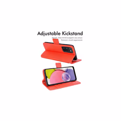 Samsung Galaxy A23 5G Leather Wallet Case, Flip Protective Cover with Wallet Card Holder, Stand and Wrist Strap - PU Leather with Magnetic Closu - Red