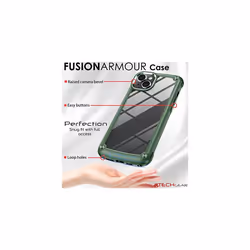 TECHGEAR iPhone 14 Tough Case [Fusion Armour] + 2 Pack Glass Screen Protector, Tough Protective Bumper Case Heavy Duty Protection with Clear Back