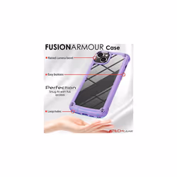 TECHGEAR iPhone 14 Tough Case [Fusion Armour] + 2 Pack Glass Screen Protector, Tough Protective Bumper Case Heavy Duty Protection with Clear Back
