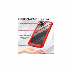 TECHGEAR iPhone 14 Tough Case [Fusion Armour] + 2 Pack Glass Screen Protector, Tough Protective Bumper Case Heavy Duty Protection with Clear Back