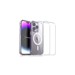 TECHGEAR iPhone 14 Pro Magnetic Case [Fusion HD] + 2 Pack Glass Screen Protector, Shockproof, Anti-Scratch, Drop Protection, Gel Bumper & Clear