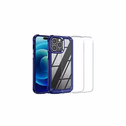 TECHGEAR iPhone 14 Pro Tough Case [Fusion Armour] + 2 Pack Glass Screen Protector, Tough Protective Bumper Case Heavy Duty Pr ...