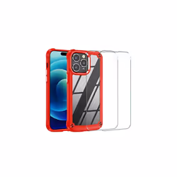 TECHGEAR iPhone 14 Pro Max Tough Case [Fusion Armour] + 2 Pack Glass Screen Protector, Tough Bumper Case Heavy Duty Protectio ...