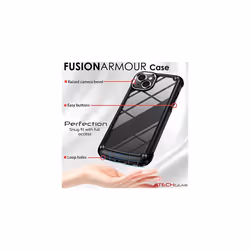 TECHGEAR iPhone 14 Plus Tough Case [Fusion Armour] + 2 Pack Glass Screen Protector, Tough Protective Bumper Case Heavy Duty Protection with Clear Back