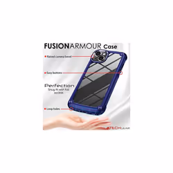 TECHGEAR iPhone 14 Plus Tough Case [Fusion Armour] + 2 Pack Glass Screen Protector, Tough Protective Bumper Case Heavy Duty Protection with Clear Back