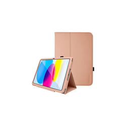 TECHGEAR Leather Case for Apple iPad 10 2022 [10th Generation] 10.9" - PU Leather Slim Folio Case Cover with Stand, Hand Strap & Auto Slee - Rose Gold