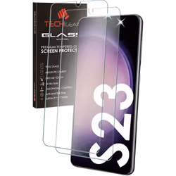 2 Pack TECHGEAR GLASS Edition Compatible with Samsung Galaxy S23 / S23 5G, Tempered Glass Screen Protector Covers [9H Hardnes ...