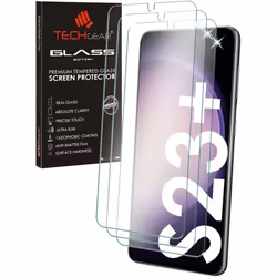 3 Pack TECHGEAR GLASS Edition Compatible with Samsung Galaxy S23 Plus / S23+ 5G, Tempered Glass Screen Protector Cover [9H Ha ...