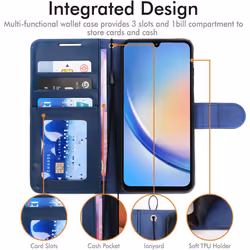 Samsung Galaxy A34 5G Leather Wallet Case, Flip Protective Cover with Wallet Card Holder, Stand and Wrist Strap - PU Leather with Magnetic Closure
