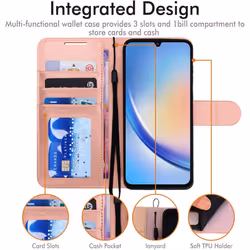 Samsung Galaxy A34 5G Leather Wallet Case, Flip Protective Cover with Wallet Card Holder, Stand and Wrist Strap - PU Leather with Magnetic Closure