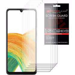 [5 Pack] TECHGEAR Screen Protectors Compatible with Samsung Galaxy A34 5G, CLEAR LCD Screen Protectors Cover Guards