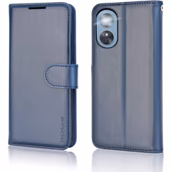 Leather Wallet Case for Oppo A17 Flip Protective Case Cover with Wallet Card Holder, Stand & Wrist Strap - PU Leather with Ma ...
