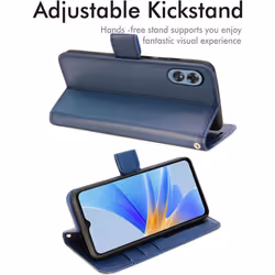 Leather Wallet Case for Oppo A17 Flip Protective Case Cover with Wallet Card Holder, Stand & Wrist Strap - PU Leather with Magnetic Closure