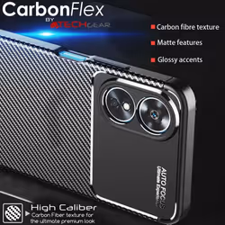 Carbon Fibre Case for Oppo A17 [CarbonFlex Case] Flexible, Shockproof, Ultra Slim, Soft TPU Protective Shell Cover with Carbon Fibre Detailing