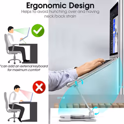 Laptop Stand with 360 Rotating Base, Adjustable Stand with Heat-Vent, Dual Rotary Foldable for Easy Storage, Fits MacBook/All Laptops up to 17 inches