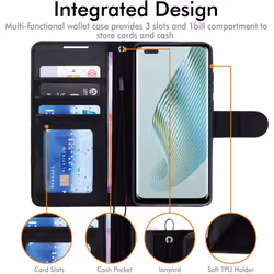 Leather Wallet Case for Honor Magic 5 Lite 5G, Flip Protective Case  with Wallet Card Holder, Stand & Wrist Strap - PU Leather with Magnetic Closure