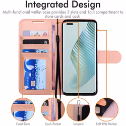Leather Wallet Case for Honor Magic 5 Lite 5G, Flip Protective Case  with Wallet Card Holder, Stand & Wrist Strap - PU Leather with Magnetic Closure