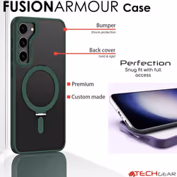 Galaxy S23 Stand Case [Fusion Armour Ring] Premium Hybrid Tough Rugged Protective Magnetic Kickstand Case, Wireless Charging  for Samsung Galaxy S23.