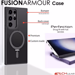 Samsung Galaxy S23 Ultra Stand Case [Fusion Armour Ring] Tough Rugged Protective Magnetic Kickstand Case, Wireless Charging Case for Galaxy S23 Ultra