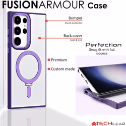Samsung Galaxy S23 Ultra Stand Case [Fusion Armour Ring] Tough Rugged Protective Magnetic Kickstand Case, Wireless Charging Case for Galaxy S23 Ultra