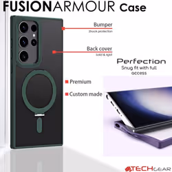 Samsung Galaxy S23 Ultra Stand Case [Fusion Armour Ring] Tough Rugged Protective Magnetic Kickstand Case, Wireless Charging Case for Galaxy S23 Ultra