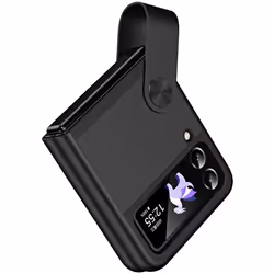 Samsung Galaxy Z Flip 4 / Flip 3 Case, Z Flip 4/3 Leather Case with Leather Finger Holder, Hard PC Shockproof Protective Bump ...