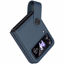 Samsung Galaxy Z Flip 4 / Flip 3 Case, Z Flip 4/3 Leather Case with Leather Finger Holder, Hard PC Shockproof Protective Bump ...