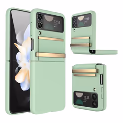 Samsung Galaxy Z Flip 4 Screen Protector Case, Z Flip 4 Case with Stylish Leather Hinge & Metal Trim, Hard PC Shockproof [Scr ...