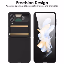 Samsung Galaxy Z Flip 4 Screen Protector Case, Z Flip 4 Case with Stylish Leather Hinge & Metal Trim, Hard PC Shockproof [Screen Protector] Case