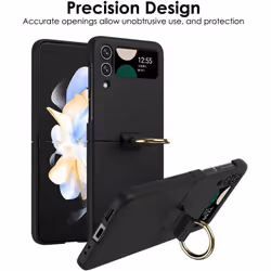 Samsung Galaxy Z Flip 4 Ring Case, Z Flip 4 Case with Stylish Ring Holder / Clip / Stand, Slim Fit, Hard PC Shockproof Matte Case