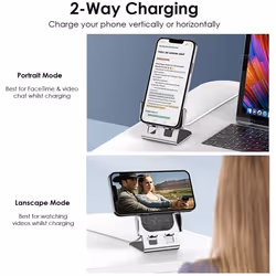 Wireless Charger Stand, 15W Fast Wireless Charger Stand, Metal Charging Dock Station for iPhone 14/13/12/11, Samsung, Huawei, Redmi, Honor, Oppo etc