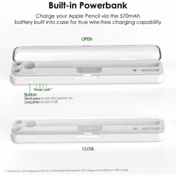2 in 1 Wireless Charging Station Box for Apple Pencil 1st / 2nd Generation, Wireless Charger Pencil Case, Portable Pencil Storage Carrying Case