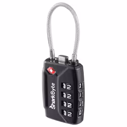 SharkByte TSA Suitcase Locks - 4-Dial Security Travel Combination Padlock, Flexible Cable Travel Lock for Suitcases Luggage B ...