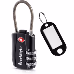 SharkByte TSA Suitcase Locks - 3-Dial Security Travel Combination Padlock, Flexible Cable Travel Lock for Suitcases Luggage B ...