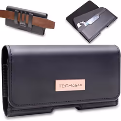 RFID Blocking Card Holder PU Leather Holster Pouch Case with Belt Clip & Loop to Fit Samsung S20 Ultra, XCover 6 Pro, A22 5G, ...