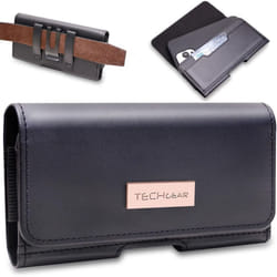 RFID Blocking Card Holder PU Leather Holster Pouch Case with Belt Clip & Loop to Fit Samsung S20 Ultra, XCover 6 Pro, A22 5G, A04s, Honor X7a / X7