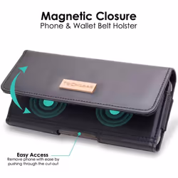 RFID Blocking Card Holder PU Leather Holster Pouch Case with Belt Clip & Loop to Fit Samsung S20 Ultra, XCover 6 Pro, A22 5G, A04s, Honor X7a / X7