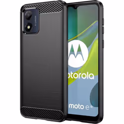 Motorola Moto E13 Carbon Fibre Case [Stealth Case] Flexible, Shockproof, Ultra Slim, Soft TPU Protective Shell Cover with Car ...