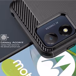 Motorola Moto E13 Carbon Fibre Case [Stealth Case] Flexible, Shockproof, Ultra Slim, Soft TPU Protective Shell Cover with Carbon Fibre Detailing
