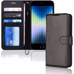 iPhone SE 2022 5G / 2020, iPhone 8/7/6 Leather Wallet Case, Flip Case Cover, Card Holder, Stand, Wrist Strap - PU Leather, Ma ...