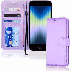 iPhone SE 2022 5G / 2020, iPhone 8/7/6 Leather Wallet Case, Flip Case Cover, Card Holder, Stand, Wrist Strap - PU Leather, Ma ...