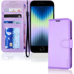 iPhone SE 2022 5G / 2020, iPhone 8/7/6 Leather Wallet Case, Flip Case Cover, Card Holder, Stand, Wrist Strap - PU Leather, Magnetic Closure Case