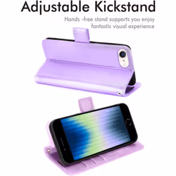 iPhone SE 2022 5G / 2020, iPhone 8/7/6 Leather Wallet Case, Flip Case Cover, Card Holder, Stand, Wrist Strap - PU Leather, Magnetic Closure Case
